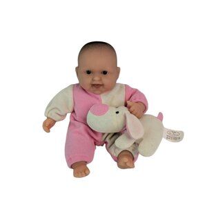 Dolls by Berenguer 8" Baby Doll w/Puppy‎ Dog Plush Pink White Outfit Blue Eyes